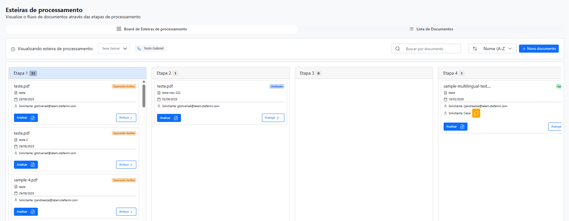 Interface Woopi AI v3.9.0 - Esteiras de Processamento